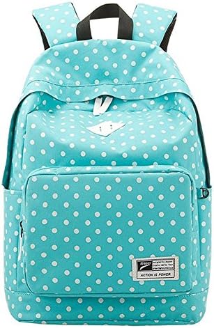 Oppas Lightweight Casual Style Canvas Polka Dot Backpack for Teens School Bag fits 14inch Loptop