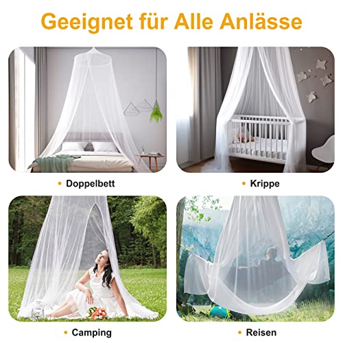 VEVOQIM Mosquito Net Bed for Double Bed Single Bed, Large Mosquito Net Travel Bed Canopy Mosquito Net Fine Mesh as Mosquito Protection, Fly Net Mosquito Nets for Travel and Home Indoor Outdoor