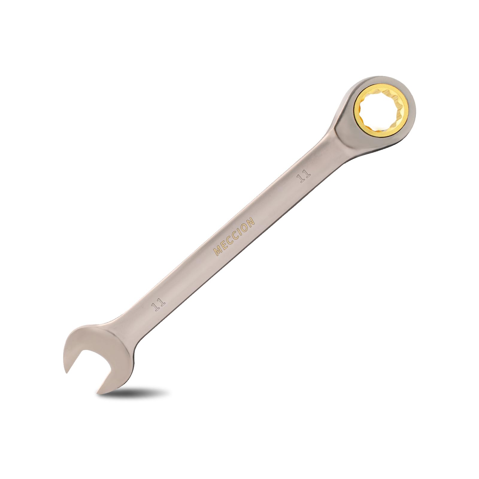 Meccion Fixed Head Ratchet Spanner 11mm Professional Chrome Vanadium Steel Forged Combination Wrench - Black Nickle Plated — image 1