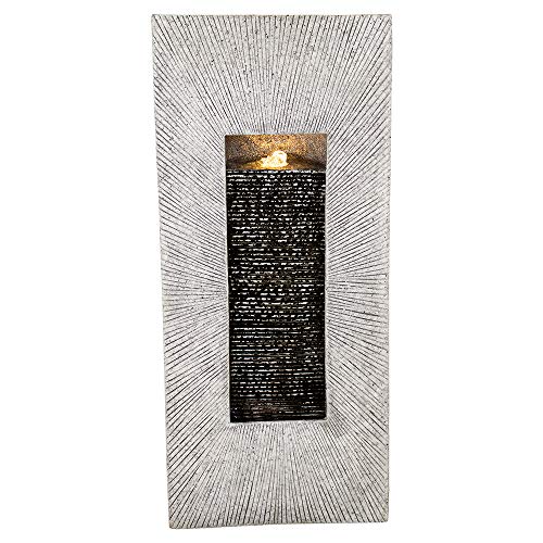 Rectangle, Indoor/Outdoor Wall Fountain 24â€ x 11â€ | Handcrafted Natural Stone Look with LED Lights, Adjustable Speed, Calming Waterfall Sounds | Made with Polyresin Material (Tan)