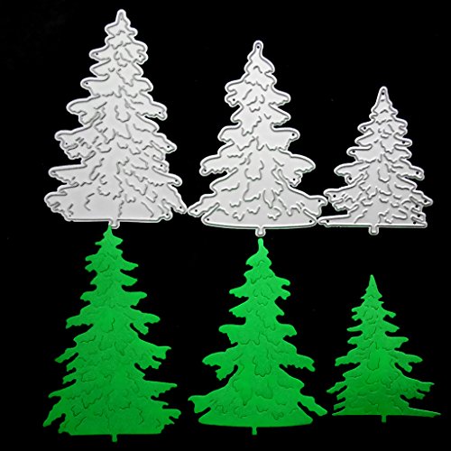 Kabi 9pcs Metal Cutting Dies with Flowers Leaves Pine Trees Crown Lace Stencil Set, Embossing Die Cuts for DIY Scrapbook Album Craft Decorations Card Making (Silver)