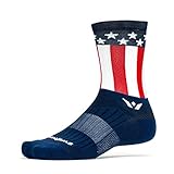Swiftwick - VISION FIVE PRIDE, American Pride, Crew Socks for Cycling and Running, Flag, Medium
