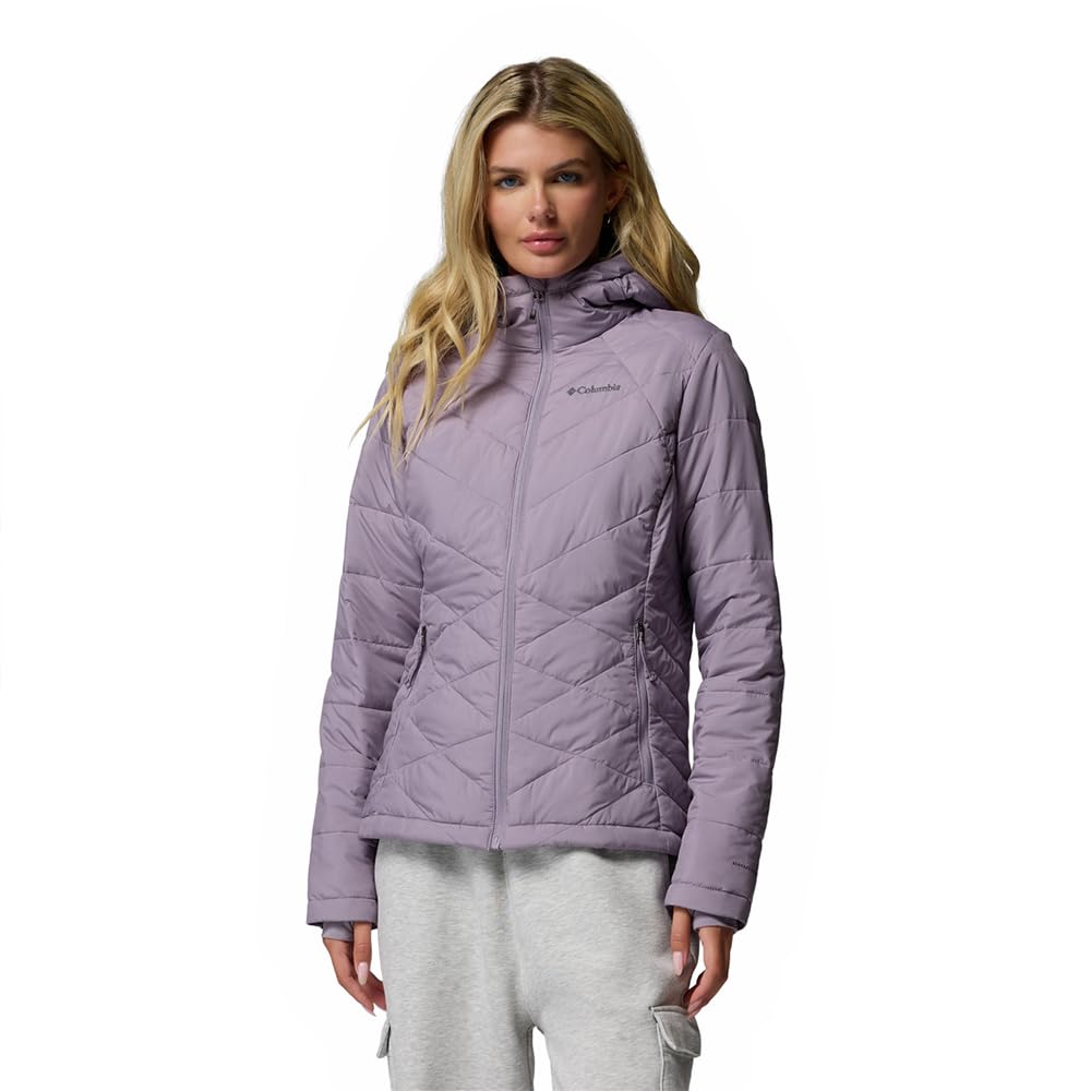 Columbia Womens Heavenly Hooded Puffer Jacket, Shale Purple, Large Image