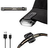 SUNREI Rechargeable Motion Sensor Clip on Hat Light with 150 Lumen & 600 mAh Headlamp, Rotatable Headlamp Flashlight for Fishing Camping Running Hand Work, Include Headband (Gray)