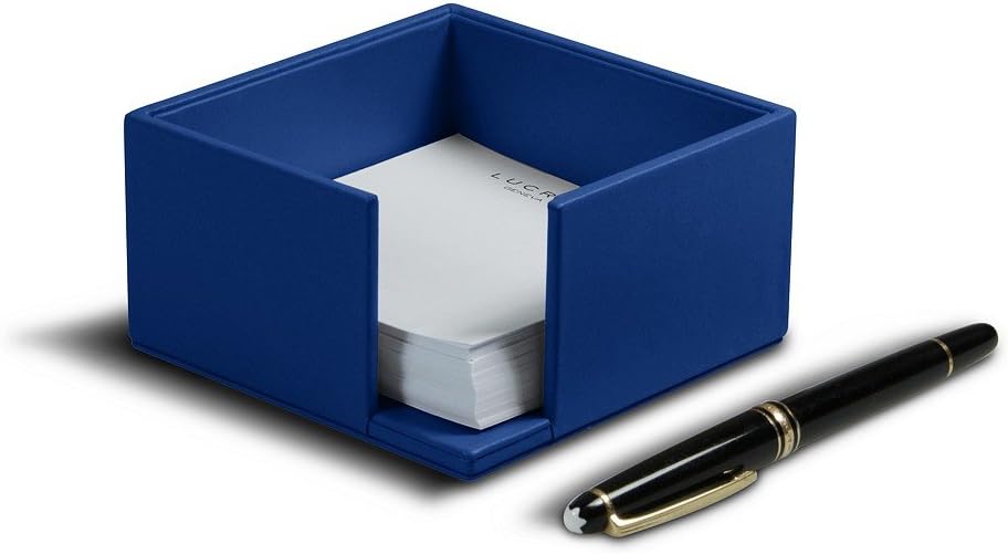 Lucrin - Memo Paper Holder 4.1 x 4.1 inches - Royal Blue - Genuine Leather