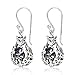 WithLoveSilver 925 Sterling Silver Classic Scottish Thistle Simulated Cubic Zirconia Heart Dangle Earrings