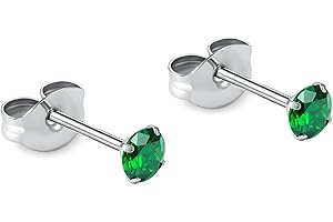 BELEZADOSAS 1 Pair Implant Grade Titanium Stud Earrings Set Hypoallergenic 3mm 4mm 5mm 6mm Cubic Zirconia G23 Titanium Earring Studs for Women Girls Men for Sensitive Ear