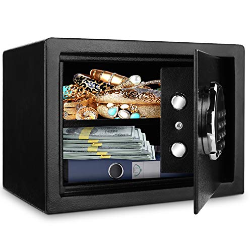 Nakey Digital Electronic Safe Security Box, Steel Deposit Safe for Home & Office, Cabinet Safe with Keypad for Jewellery Money Valuables, Wall-Anchoring Design, 0.7 Cubic Feet Capacity Nakey Digital Electronic Safe Security Box, Steel Deposit Safe for Home & Office, Cabinet Safe with Keypad for Jewellery Money Valuables, Wall-Anchoring Design, 0.7 Cubic Feet Capacity