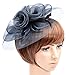 Feather Fabric Flower Fascinator Hair Clip Hat (BLACK)