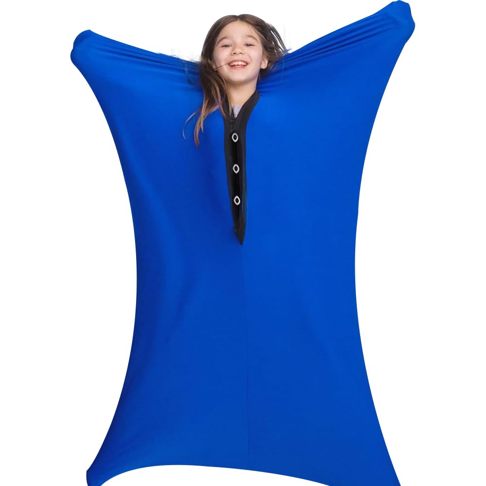 SGZIOO Body Sock Sensory Kids, 47"x27" Stretchy Sensory Sock, Sensory Body Sock, Body Sock for Children with Autism and Anxiety to Relieve Stress, Soothing, Relaxing (Blue, M/114-137cm)