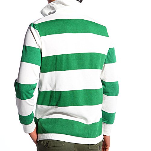 Godsen Men's Classic Long Sleeve Rugby Shirt Sport Polo (S, Stripes(Pack of 2)) - Thumbnail 2