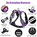 PoyPet No Pull Dog Harness, Reflective Comfortable Vest Harness with Front & Back 2 Leash Attachments and Easy Control Handle Adjustable Soft Padded Pet Vest for Small to Large Dogs (Purple,M)