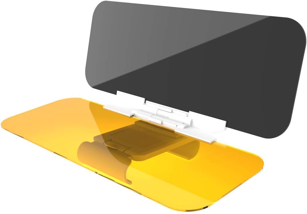 VZCY 2 in 1 Car Sun Visor, [New Version] Day Night Anti-Glare Visor Sun Visor Extender, Universal Sunshade Mirror Goggles Shield, Night Vision Anti-Dazzle Windshield Driving Visor