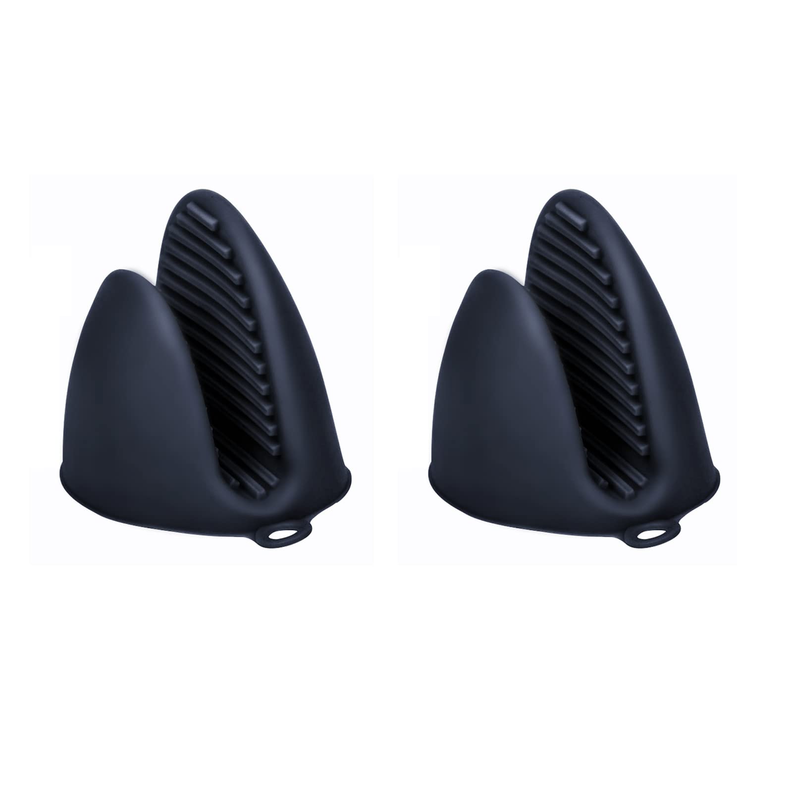 2 Pcs Silicone Oven Gloves - Heavy Duty Heat Resistant Kitchen Gloves for Baking, Cooking & BBQ, Non-Slip Grip Oven Mitts with Hanging Loop (Black)