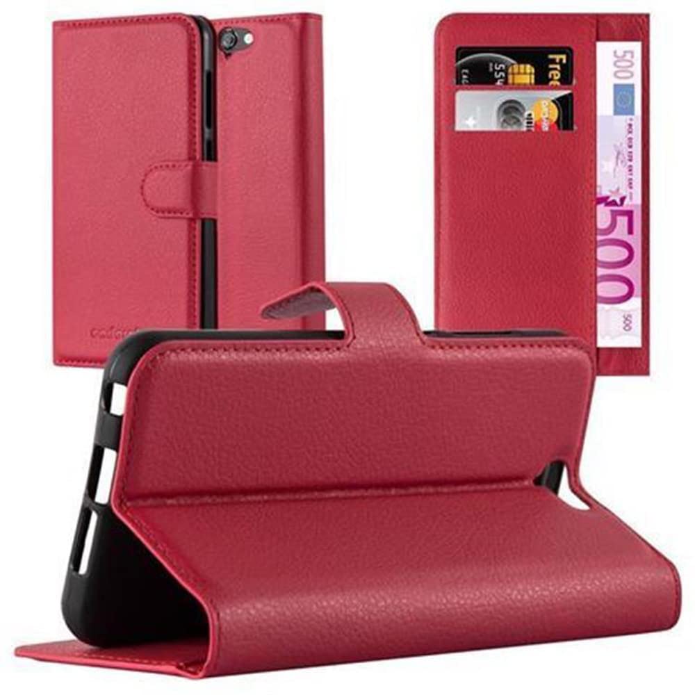 cadorabo Book Case works with HTC ONE A9 in CANDY APPLE RED - with Magnetic Closure, Stand Function and Card Slot - Wallet Etui Cover Pouch PU Leather Flip