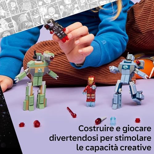 ǀ Marvel Iron Man & War Machine vs. Hammer Drones - Building Toy with 2 Minifigures & 2 Action Figures with Stud Shooters - Super Hero Gift for 7+ Year Old Boys - 76320