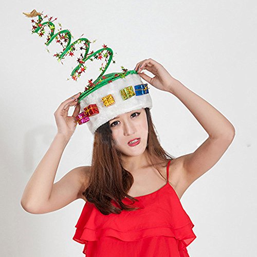 KICODE Fancy Dress Christmas Tree Coil Spring Hat Party Hats Cosplay Costume Gifts Decor 20Cmx40Cm - Thumbnail 5