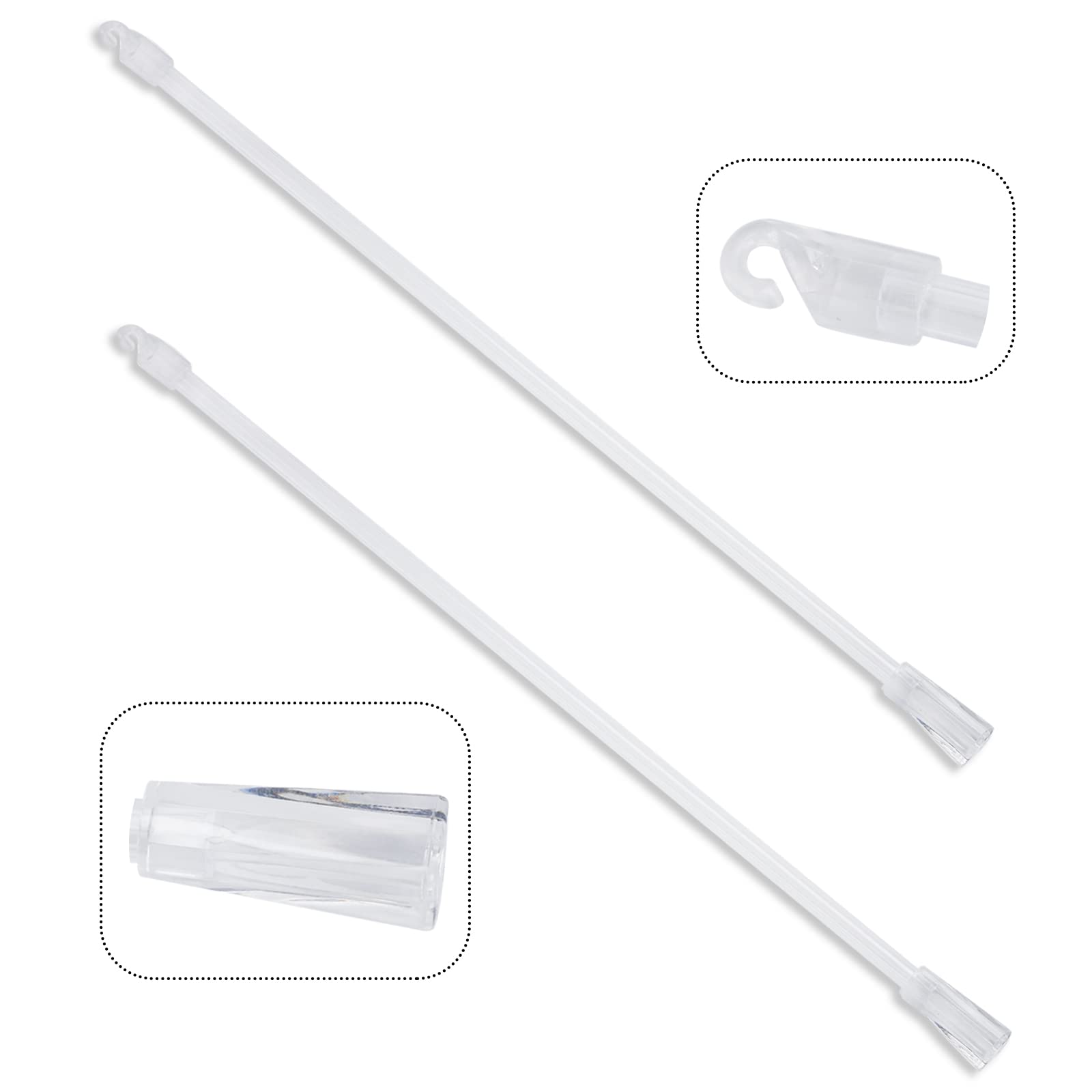 Photo 1 of 2 Pieces 17 Inch Vertical Blind Wand Replacement - Clear Plastic Tilt Rod with Hook & Grip, Window Blind Opener Stick for Vertical Blinds