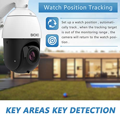 Bioxo 1080P Auto Tracking Outdoor Pan Tilt Zoom Security Camera , 20X Optical Zoom IP PoE+ High