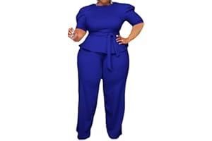 ThusFar Plus Size 2 Piece Outfits for Women Blazer Top Long Sleeve Long Pants Sets Casual Elegant Business Suit with Belt
