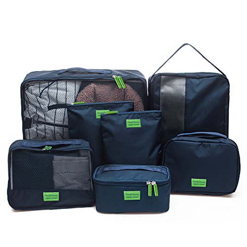 Kroeus 7set Packing Cubes Travel Luggage Organizer Compression Pouches
Navy Blue