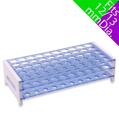 Karter Scientific 208V2 Plastic Test Tube Rack for 12/13mm Tubes, Holds 50, Detachable