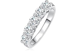 AnuClub 5 Stone Moissanite Ring 1.5cttw D Color VVS1 Clarity 925 Sterling Silver Stackable Rings For Women With Certificate
