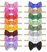 16pcs Handmade Baby Nylon stripe Hairbands Hair Bow Elastics for Baby Girls Newborn Infant Toddle...