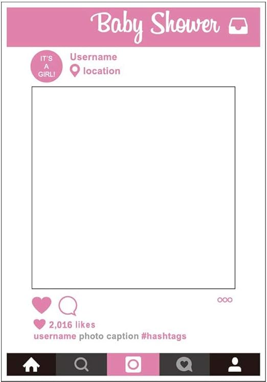 Pink Baby Shower Selfie Frame Photo Booth Prop Poster Party Photobooth Prop Frame Photobooth Props Home Kitchen Waterfordcounseling Com