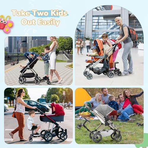 LBOYLOVE® Stroller Board,Universal Stroller Board with Detachable Seat,Buggy Board Suitable for Most Brands of Strollers, Universal Prams Accessories for Children from 2-6 Years (25 kg)