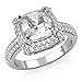 Metal Factory Sterling Silver 925 Cubic Zirconia CZ 3 Ct. Cushion Cut Halo Engagement Ring