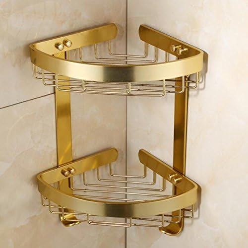 Space Wall Mounted Corner Shelf Shower 2 Tier Caddy Utility shelves for Bathroom Kitchen,Polished Golden