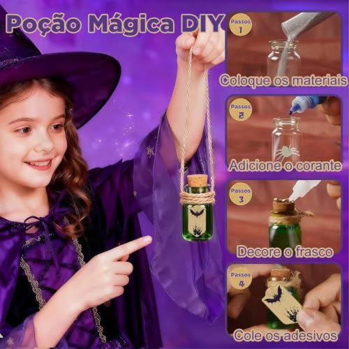 Kit Experimentos Ciência STEM Educacional Infantil Mais de 50+ Combinações de Química, Brinquedo Didático Presente Criança (Kit de Poções Mágicas)