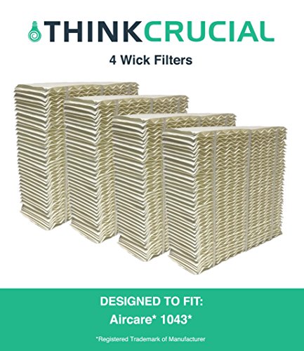 4 Replacements for Aircare 1043 Paper Wick Humidifier Filter Fits Spacesaver 800, 8000 Series Console, 10.8" x 4.2" x 12.5", by Think Crucial