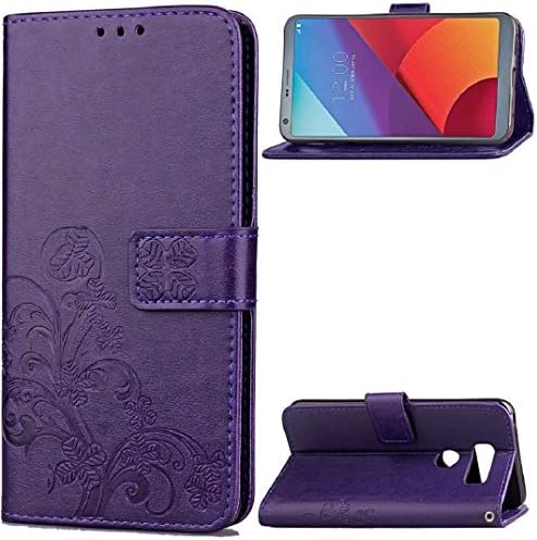 LG X Power K220DS K220 LS755 US610 K450 Stand Case, Portable Foldable Grass Flip Useful Devise Cards Slots Cover, LICHE Release Scratch Protect Slim Thin Wallet Phone Light Case for LG Xpower Purple