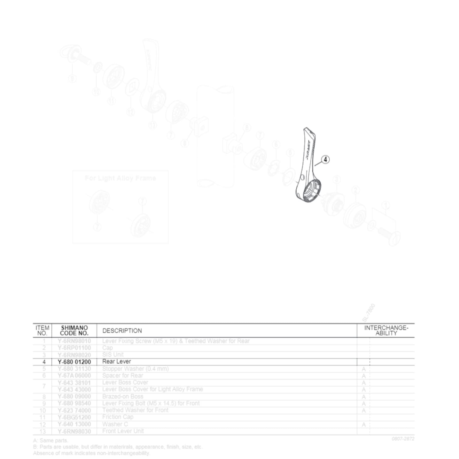 Shimano SPARE PART SL7900 RR lever