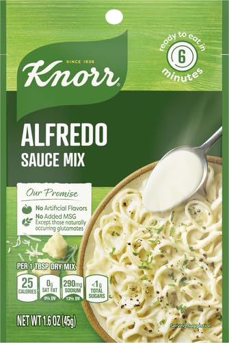 KNORR SAUCE MIX ALFREDO SAUCE CREAMY PASTA SAUCE FOR SIMPLE MEALS AND SIDES NO ARTIFICIAL FLAVORS, NO ADDED MSG 1.6 OZ