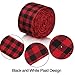 3 Rolls Buffalo Plaid Burlap Wired Ribbon Weave Ribbon with Wired Edge Bows Craft Decoration for Big Bow Wreath Tree Decoration Outdoor (Black and Red Plaid,2.4 Inches)