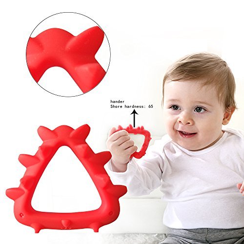 Mombella 3M+ geometry silicone baby teether toys with pacifier clip, sensory teether toy set made of soft food grade BPA free silicone with 3shapes 3colors and 3hardness, freezer and dish washer safe