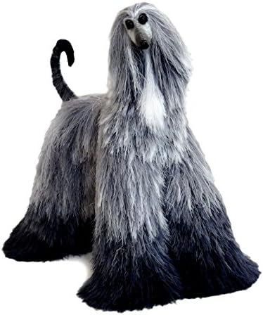 Dark Gray Ombre Collectible Afghan Hound Poseable Miniature Cute Plush Art Doll Needle Felted Dog