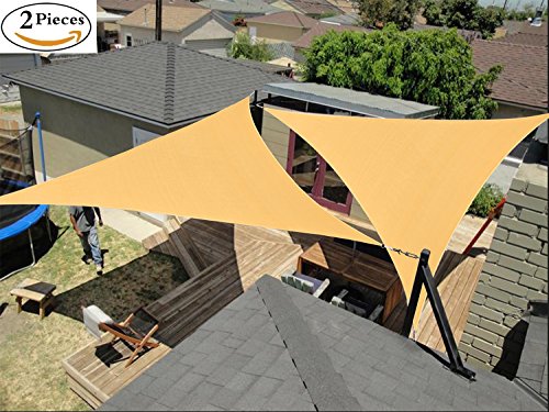2 PCS Triangle Sun Shade Sail, UV Block Heavy Duty Canopy Shelter for Outdoor Patio Garden Deck  ...