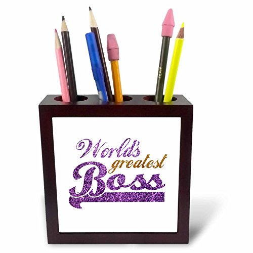 3dRose ph_151286_1 Worlds Greatest Boss-Best Work Boss Ever-Purple and Gold Tex…