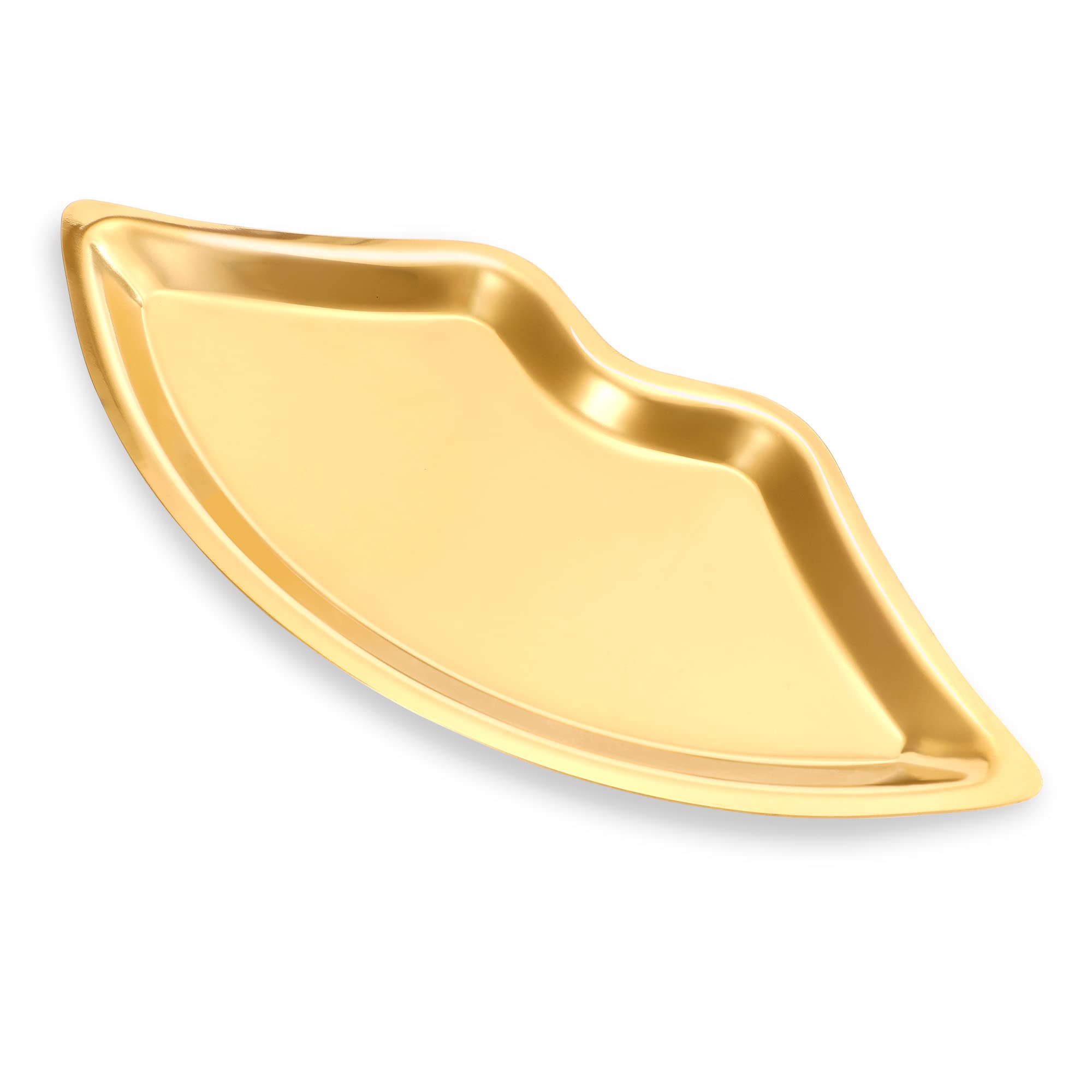 MengH-SHOP Ornaments Plate Stainless Steel Lip Shape Storage Tray for Cosmetics Trinket Jewelry Key Desserts Tea Snack Fruit Decorative Gold