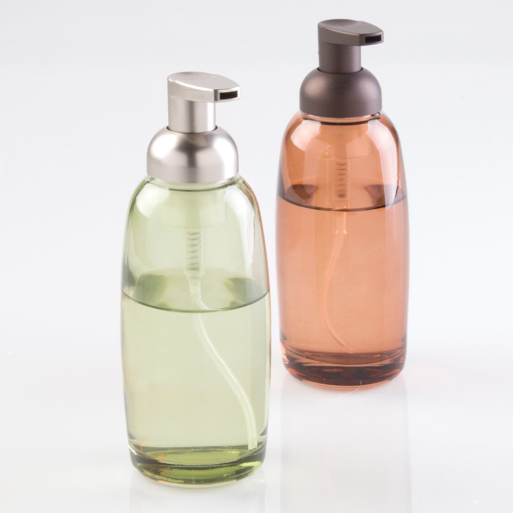 mDesign Glass Foaming Soap Dispenser Pump 2pc Bathroom Accessory Set