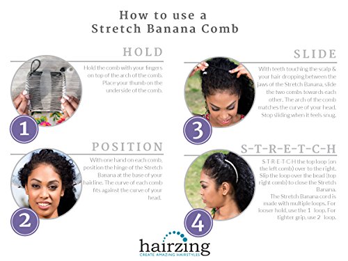 Holiday Banana Clip for Thick Natural Curly Heavy Hair - Sturdy, No Pressure or Curl Disruption - Easy Stunning Holiday Styles, UpDo or Faux Hawk (Large w/Ball Closure)