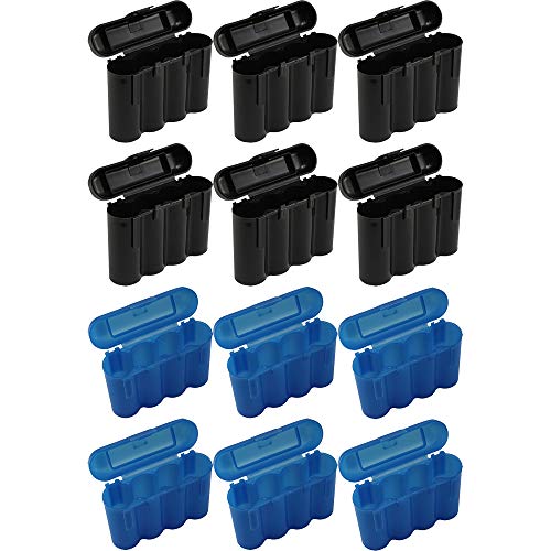 12 Cases 6 Black and 6 Blue AA/AAA / CR123A Battery Holders Storage Cases