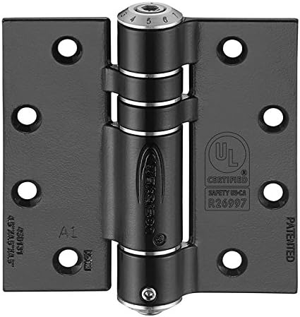 Waterson Door Closer Hinge Commerical grade (Pack of 3) 4.5"x4.5" Full Mortise Spring hinge with speed adjustable 304SST Black without hold open– [ A1, A, A ]