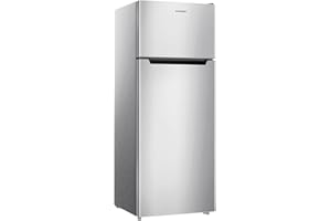 BANGSON 7.7 Cu.Ft Refrigerator with Freezer, Apartment Size Fridge with Top Freezer, 2 Doors,5 Settings Temperature Adjustable, Silver