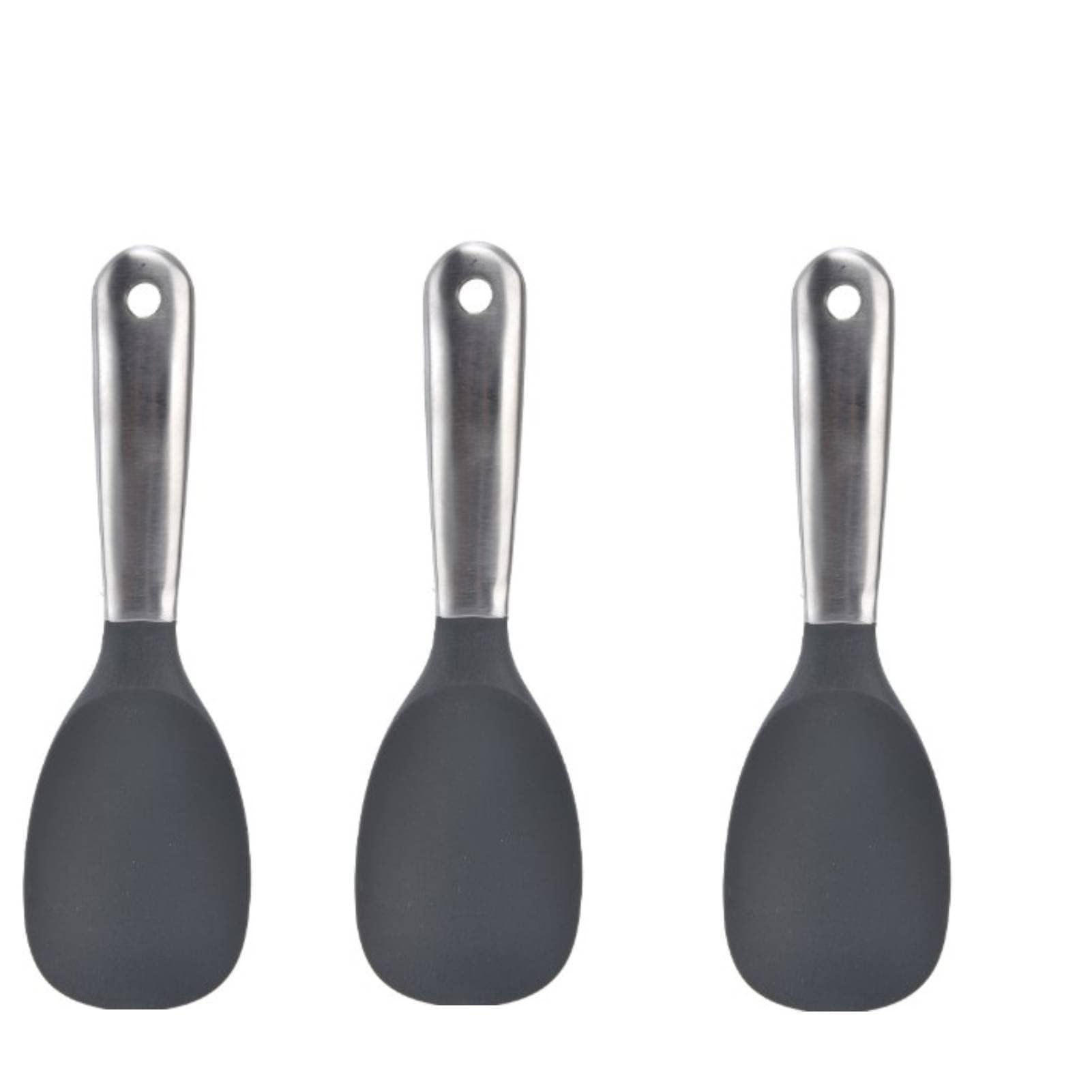 3PCS Silicone Rice Paddle, 23cm Rice Serving Spoon Silica Gel Rice Spoon Non Stick Rice Spoon with Stainless Steel Handle Kitchen Tool, for Rice, Mashed Potatoes, Stirring, Mixing