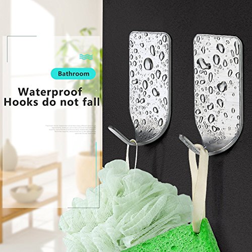 Adhesive Hooks, KOSIN Heavy Duty Wall Hooks Stainless Steel Ultra Strong Waterproof Wall Hangers for Robe, Coat, Towel, Keys, Bags, Home, Kitchen, Bathroom - 16 pack